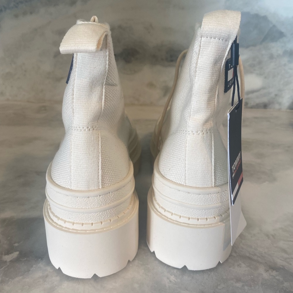 BRAND NEW: white Tommy boots. Bought from England. 100% organic cotton. - Picture 2 of 5